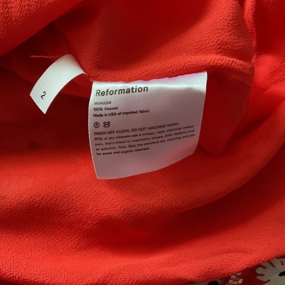 Reformation Stevie Dress 3/4 Sleeves PRINT MINI NAVY BLUE RED FLORAL SZ 2 - Picture 5 of 8